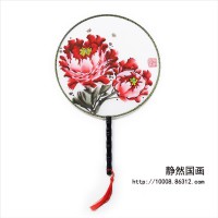 靜然國畫-牡丹圓扇-JR-YSMD-10001
